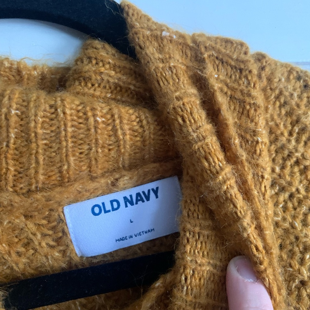 Old Navy turtleneck sweater in mustard yellow